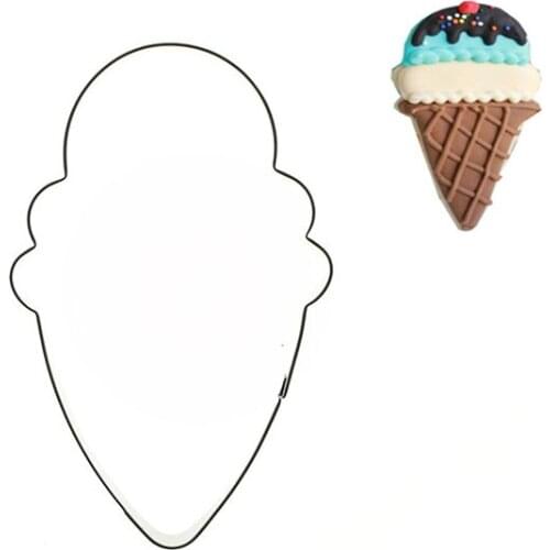 Stainless Steel Cookie Mold Ice Cream Shape Cookie Cutter Pastry Fondant Cake Biscuit Mold Wedding Cake Decorating Tools 1 pc