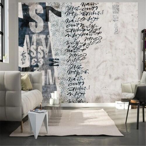 Personalized English Cement Wall Wallpaper Industrial Decor Nordic Style Restaurant Bar KTV Background Mural Wall Papers 3d