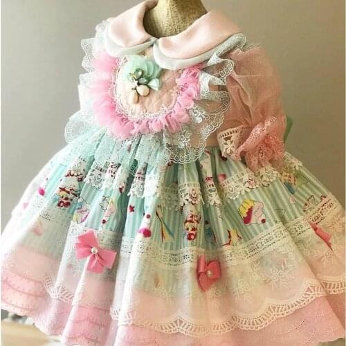 Spain Girls Turkey Sweet Dress Korean Baby Clothes Kids Dresses for Girls Flower Girl Dresses Girls Eid Dress Christmas Dress