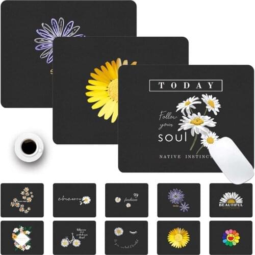 PU Leather Office Computer Keyboard Desk Mat Mouse-pad Smooth Gaming Laptop Mouse Pad Printed Daisy Durable PC Game Mouse Mat