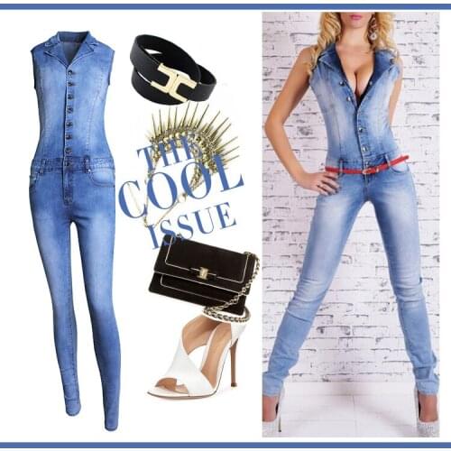 European Station New Jumpsuit V-neck Sexy Off Shoulder Jumpsuit Womens Jeans