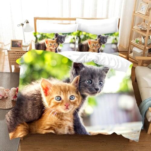 3D Cute Cats Bedding Set Aniaml Duvet Cover And Pillow Case Comforter Cover Adult Kids Bedclothes Deocr Bed Linens