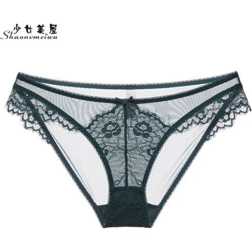 Lace sexy net gauze transparent panty briefs the woman is see-through low waist trousers the head is thin and breathable
