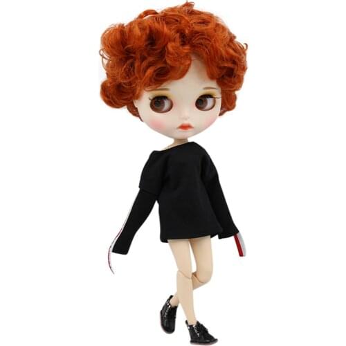 ICY DBS Blyth Doll white skin joint body New matte face with eyebrows lip brown short hair DIY sd gift toy