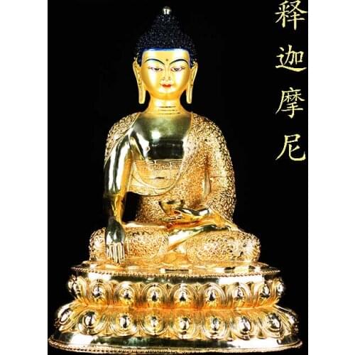 TOP GOOD wholesale buddha statue # 33CM LARGE # Tibetan Buddhism the Buddha FULL Gold-plated brass statue # HOME Talisman