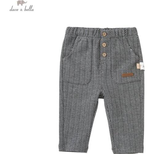 DBX18614 dave bella autumn baby boys fashion striped pockets pants children full length kids boy pants infant toddler trousers