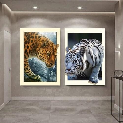 New hot 5D Diy Diamond Painting Cross Stitch Kit Animal Tiger Leopard Rhinestone Mosaic Diamond Embroidery Home Decoration