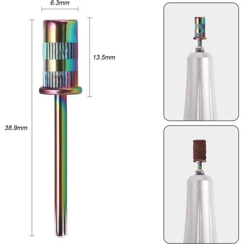 Electric Nail Drill Bit Block Sanding Caps Band Medical Stainless Steel Mandrel Grip Milling Cutter Manicure Pedicure Tools