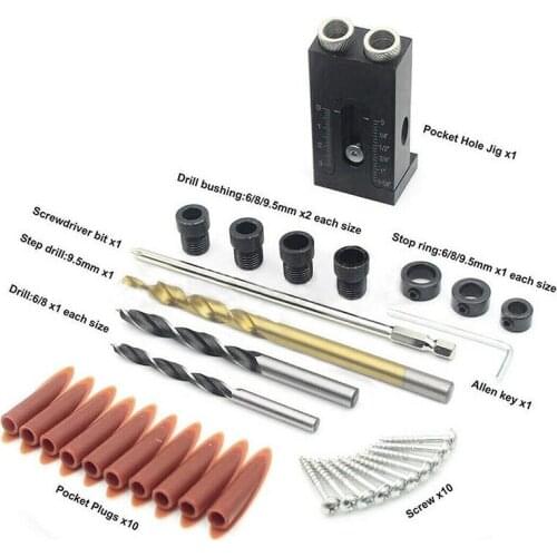 New Woodworking Guide Oblique Drill Hole Locator Aluminum Alloy Pocket Hole Drilling Jig Step Kit For Wood Hole Drilling