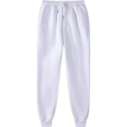 2021 Solid Color Straight Unisex Pants Ankle-Length Elastic Waist Ankle Banded Thicken Sweatpants Running Clothing for Fitness