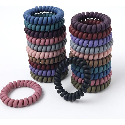 Wholesale 11pcs/lot Women Hair Rope Elastic Hair Spiral Hairbands Silicone Hair Ties Accessories Telephone Wire Line For Hair