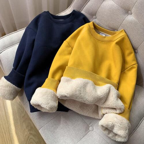 Autumn Winter Hoodies Women Sweetshirts Loose Warm Thick Solid Sweatshirt Harajuku Lamb Velvet Pullover Hoodie Ropa Mujer Q4435