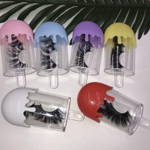 Popular Popsicle Eyelashes Packaging for Regular Mink Lashes 25mm Lashes Custom Eyelash Box