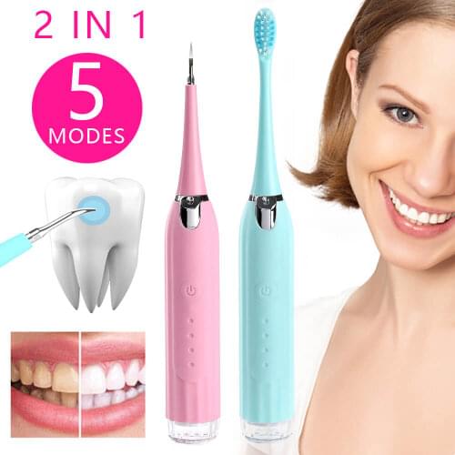 Portable Sonic Electric Toothbrush Tartar Cleaner Oral Hygiene Dental Scaler Teeth Whitening Removal Stains Dentist Brush Head
