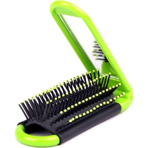1PC Professional Travel Hair Comb Portable Folding Hair Brush With Mirror Compact Pocket Size Purse Travel Comb