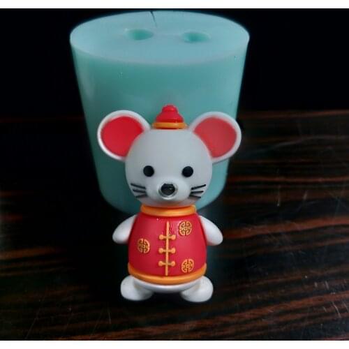 Fondant Mould Silicone Mold Rat Year Ornaments Embed Molds Clay Resin New Year Festive Mouse Mini Mouse 3d DW0173 PRZY Silicone