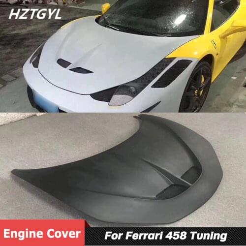 SP Style Carbon Fiber Or Unpainted FRP Material Front Engine Cover Bonnet Hood For Ferrari 458 Tuning