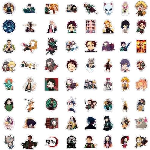 400style Hot Anime Demon Slayer Kimetsu No Yaiba Sticker Waterproof PVC Skateboard Luggage Motorcycle Kid Boy Vsco Sticker