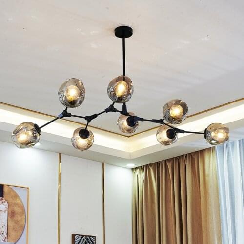 Nordic Glass LED Chandeliers Modern Ceiling Chandeliers Living Room Indoor Deco Lighting Lustre Home Fixtures Loft Ceiling Lamps