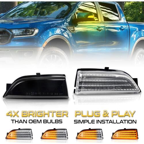 Pair Dynamic LED Side Rearview Mirror Indicator Light Turn Signal Light Lamp for Ford Everest 2015-2019 Ranger T6 Raptor Wildtra