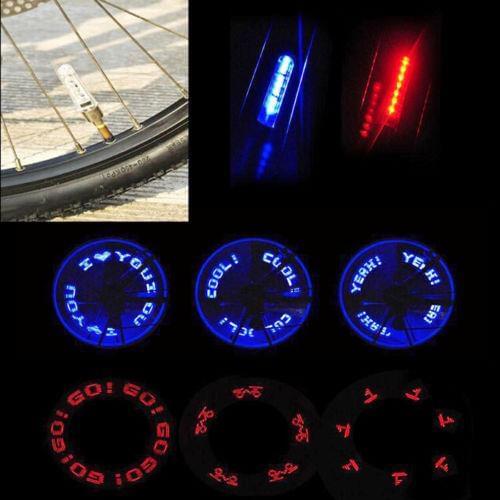LED Bike Bicycle English Letters Lamp Cycle Tire Tyre Wheel Valves 7 LED Flash Light with Super Bright Bike Letter Neon