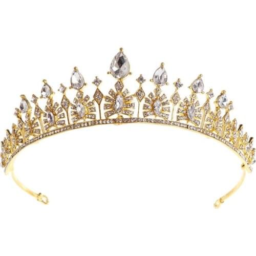 Baroque Bride Crown Floral Tiara Rhinestone Wedding Bridal Headdress Luxury Princess Hair Jewelry Exquisite Hair Accessories Hot