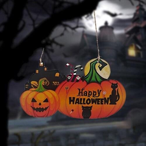 Halloween Decoration Decoration Wooden Painted Durable Ornaments Personality 1pcs 10 Styles Scenes Halloween Decoration