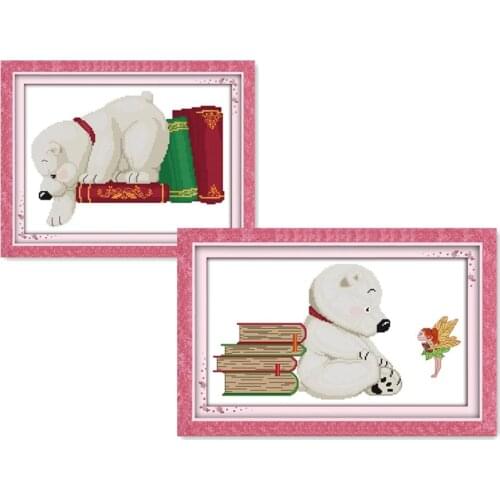 Everlasting Love A Lovely Small White Dog Chinese Cross Stitch Kits Ecological Cotton Stamped DIY New Year Decorations For Home