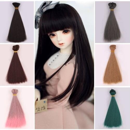 15cm doll tresses straight Hair Extensions for All Dolls DIY Hair Wigs Heat Resistant Fiber Hair Wefts Accessories toys