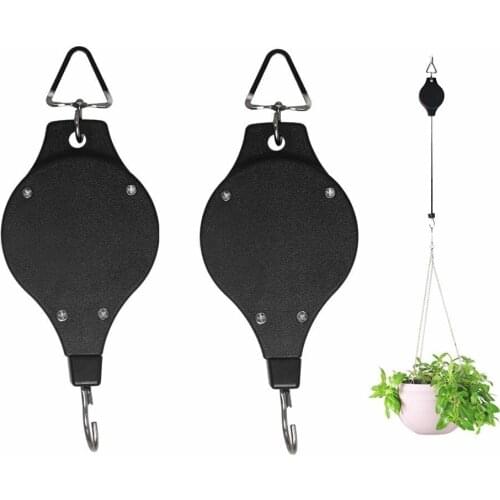 6PCS Plant Pulley Retractable Hanger Basket Heavy Duty Easy Reach Hanging Flower Hook for Home Garden Pots Balcony Birds Feeder