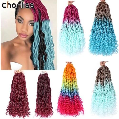 Curly Faux Locs Crochet Braids Synthetic Goddess Hair Pre Loop Crochet Braiding Hair Exntension Fake African Women Hair