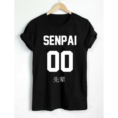 Japanese Anime Shirt Japanese Otaku Shirt Senpai Front Letters Print T Shirt Women Casual Funny grunge goth Hipster tees-J040