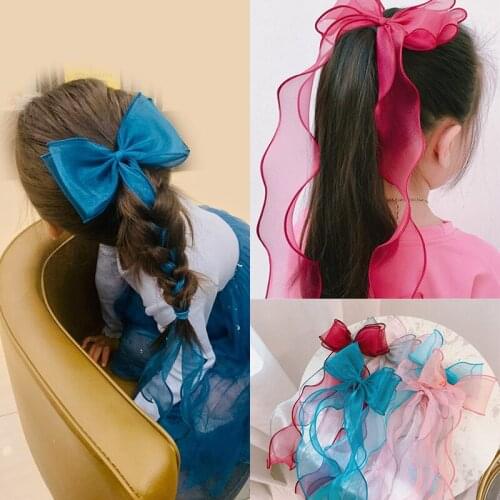 Girl Bow Headdress Hairpin Children Princess Fairy Hair Rope Ribbon Child Clips With Butterfly Knot Head Accessories