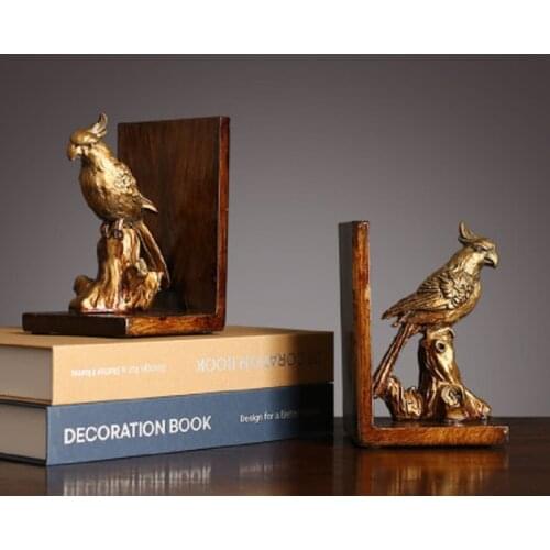 1 Pair of American style creative resin parrot book home decoration animal figurine bookend