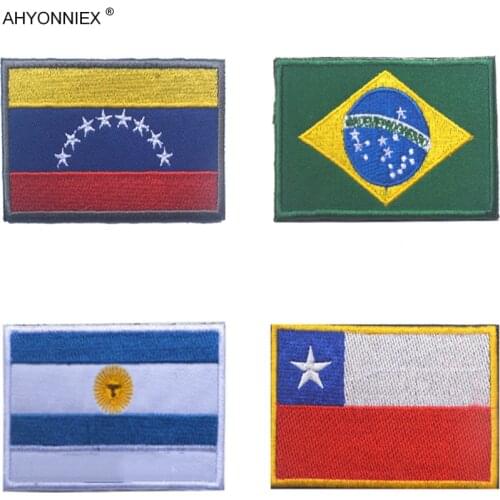 Venezuela Argentina Chile Brazil Flag Patch Backpack Bag Jacket Armband Badge Special Patch for Clothes Hook and Loop Sticker