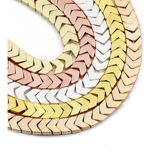 100pcs 6X3mm Matte Gold Silvers Hematite Natural Stone Arrows shape Loose Spacer Beads For Jewelry Making Diy bracelet Findings