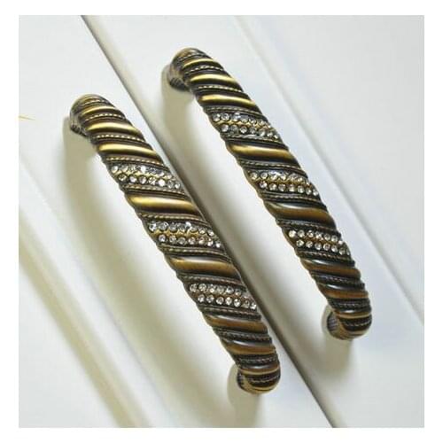 128mm vintage glass diamond furniture handles crystal kitchen cabinet handle bronze dresser cupboard pull 5" rhinestone pulls
