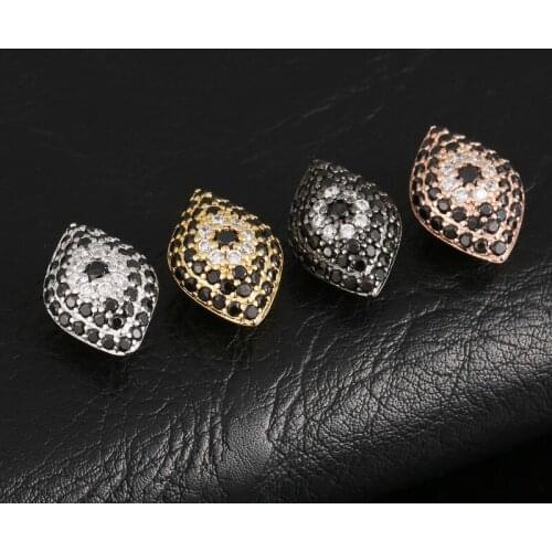 4colors Brass Metal Micro Pave Cubic Zirconia Eye Bead Spacer Beads For Jewelry Making DIY Bracelet