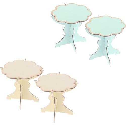 4 Pieces Cupcake Holder Dessert Display Stands Wedding Favors Blue+Yellow