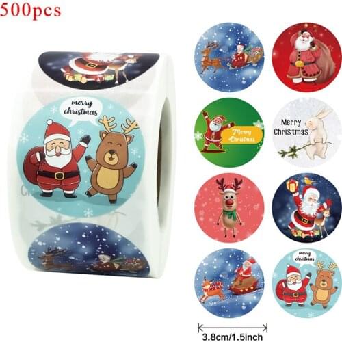500PCS Merry Christmas Theme Sealing sticker DIY Gifts posted Baking Decoration package label Multifunction