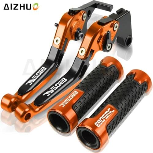 690 SMC Motorcycle CNC Adjustable Brake Clutch Levers FOR 690SMC 2008-2013 2012 2011 2010 2009 7/8''22mm Handle Bar Hand Grips