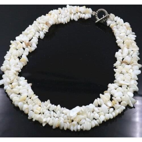 Charms Natural White Shell Beads Necklace for Women Irregular Chip 5-7mm Torques Fashion Statement Chain Choker Jewelry 18" A452