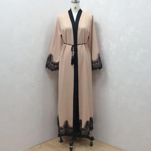 Arab lace long skirt factory direct Selling Middle East Dubai temperament spot lace embroidered temperament cardigan robe