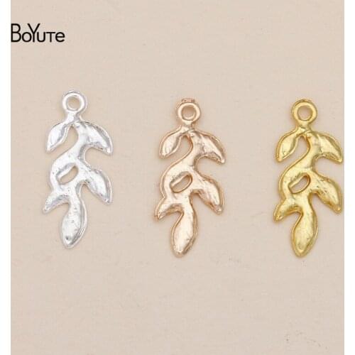 BoYuTe Wholesale (100 Pieces/Lot) 10*23.5MM Metal Alloy Leaf Charms Pendant Diy Hand Made Jewelry Accessories