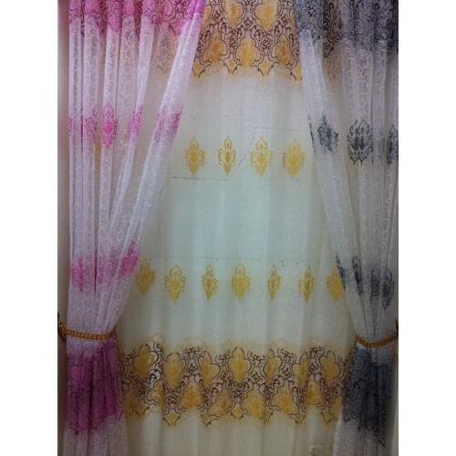 CS 130 New Floral Print Sheer Curtain fabric Panel Window Balcony Tulle Room Divider Curtain fabric Tool custom diy sheet