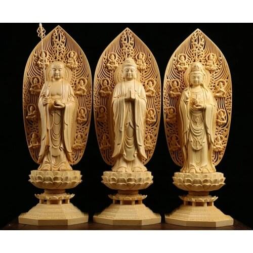 Wooden Buddha Goddess Hinoki Bouddha figurines guanyin spirit statue Home decor Gift craft buda estatua s for homes