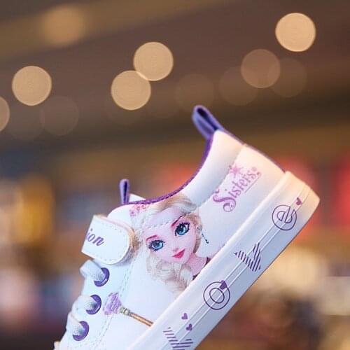 Disney Childrens Casual Shoes Elsa Anna Princess Sneakers For Girls Soft Sole Brand Teens Girls Running Sports Shoes Size 25-37