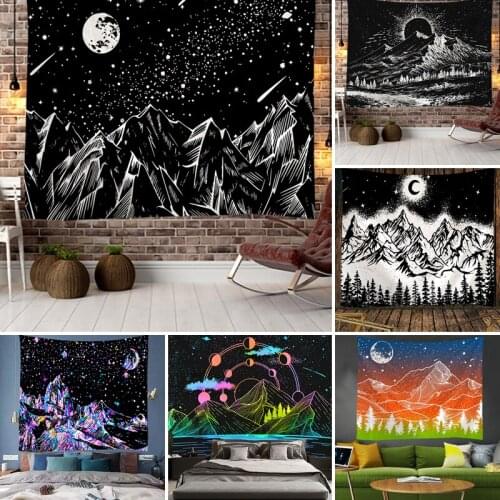 FFO Line Mountain Moon Indian Mandala Tapestry Wall Hanging Bohemian Gypsy Psychedelic Tapiz Witchcraft Tapestries