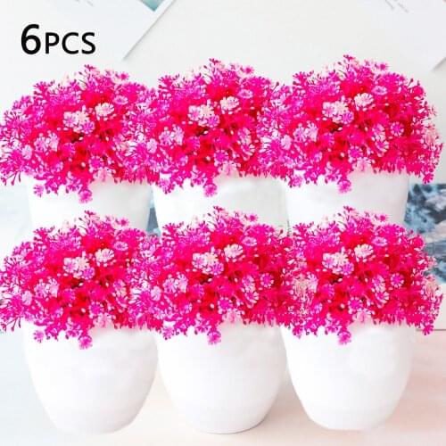 6 PCS NEW Artificial Plants Bonsai Small Tree Pot Plants Fake Flowers Potted Ornaments For Home Decoration Hotel Garden Decor