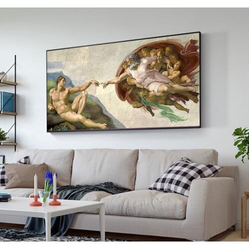 Creation of Adam Canvas Paintings On The Wall Classical European Wall Art Canvas Adam Posters Cuadros Picture For Home Decor